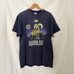 Vintage Diamond Peak LSJ Ram Big Horn Blue T shirt Large